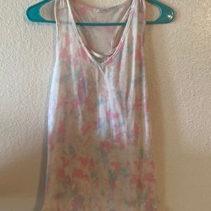 V-neck, light pink & light blue tye-dye, tank top, Cut tag off...size Junior M.